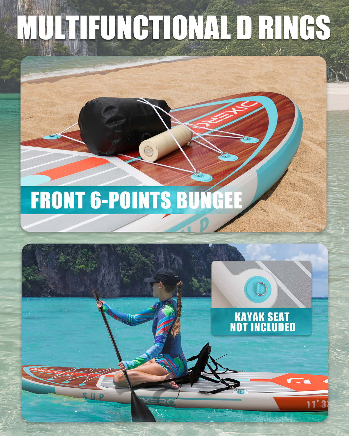 Dixero 11'x33" Inflatable Stand Up Paddle Board – Stable Anti-Slip SUP with Accessories