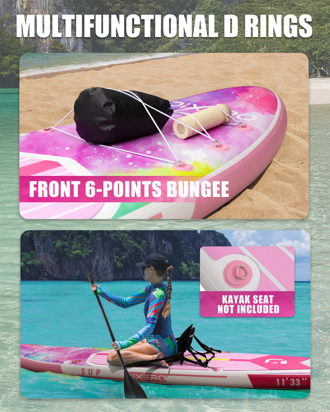 Dixero 11'x33" Inflatable Stand Up Paddle Board – Stable Anti-Slip SUP with Accessories