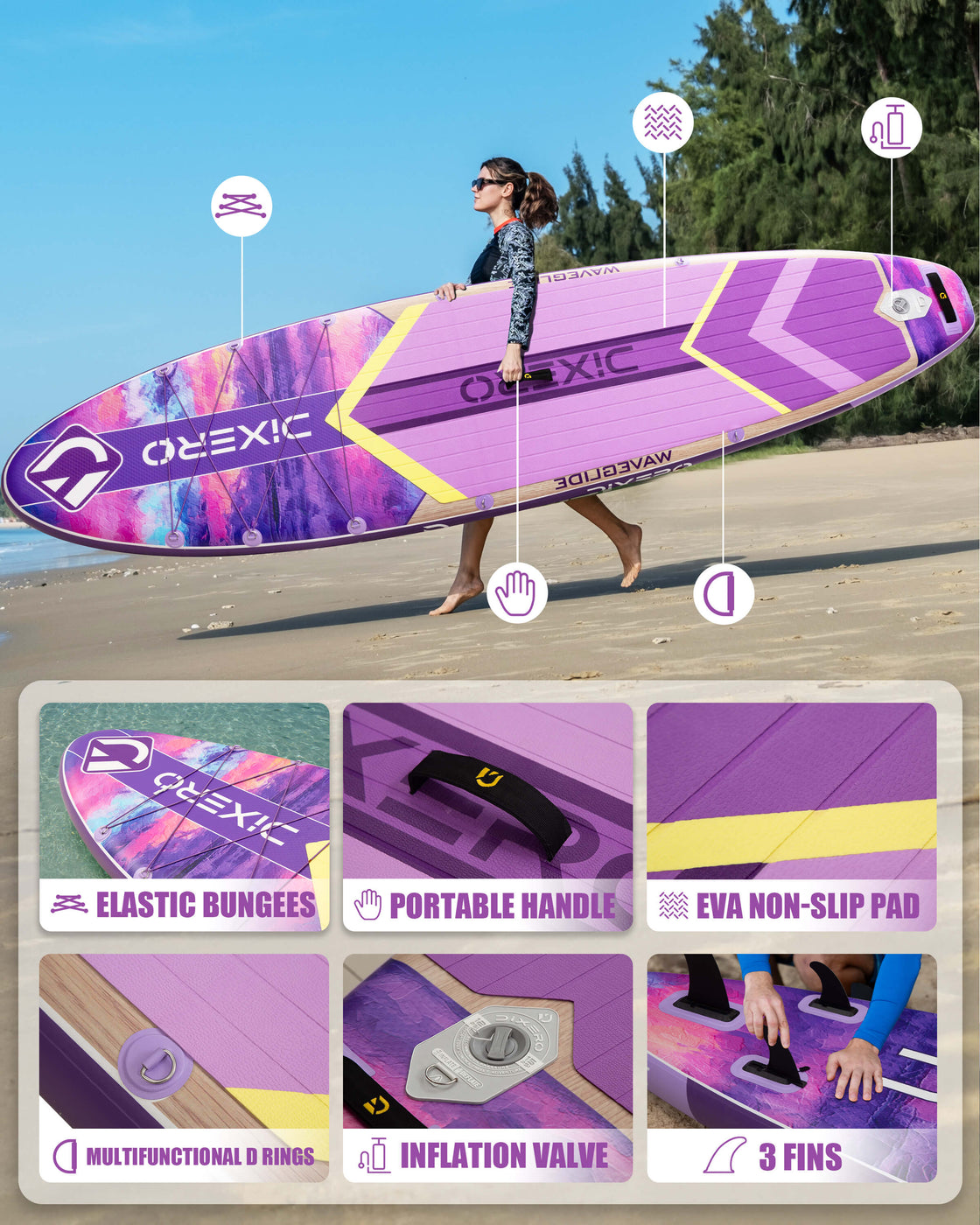 Dixero 11’x33” Inflatable Stand Up Paddle Board with Accessories for Adults & Youth