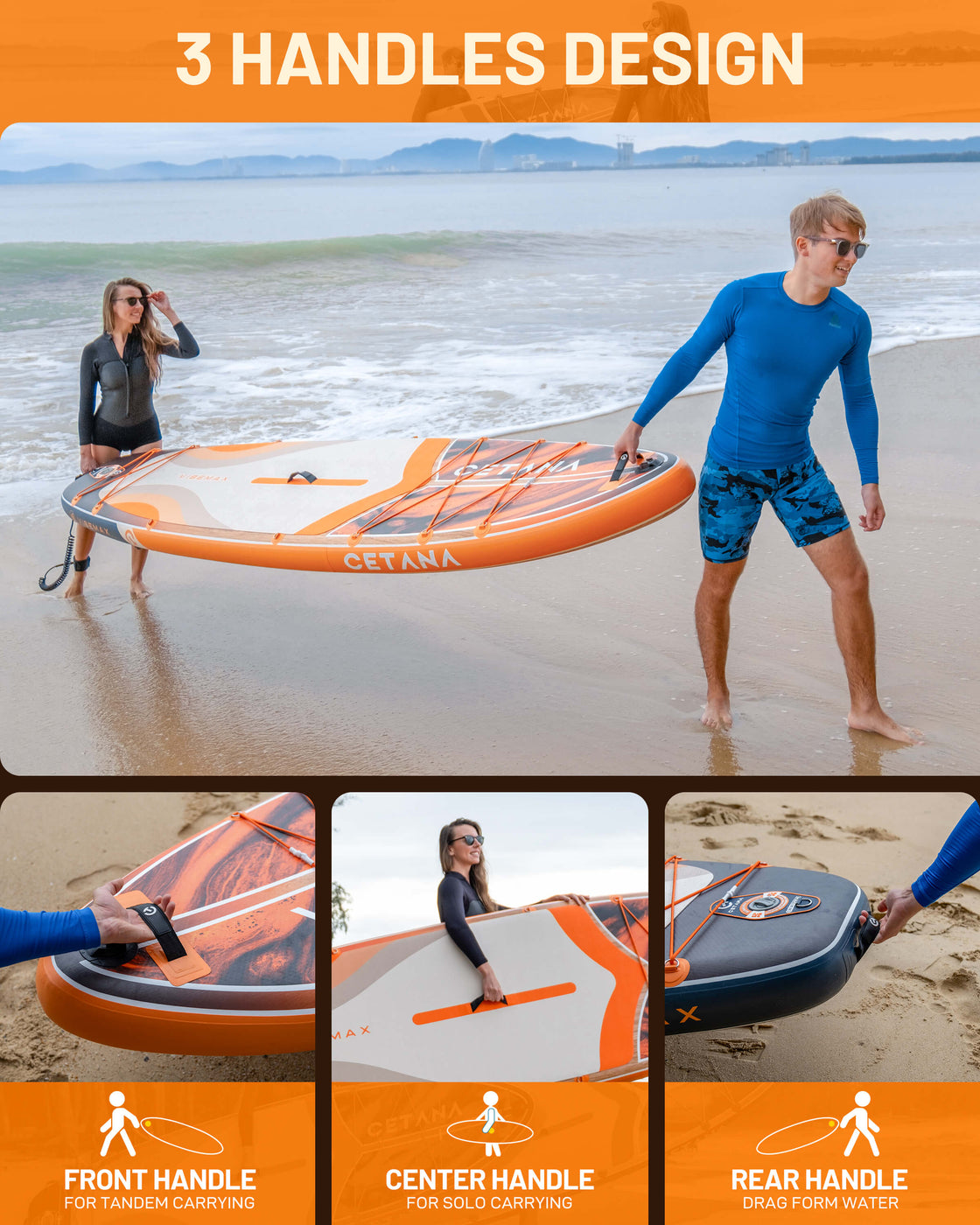 CETANA 11'6"x35" Inflatable Paddle Board – Extra Wide SUP for Beginners & Family