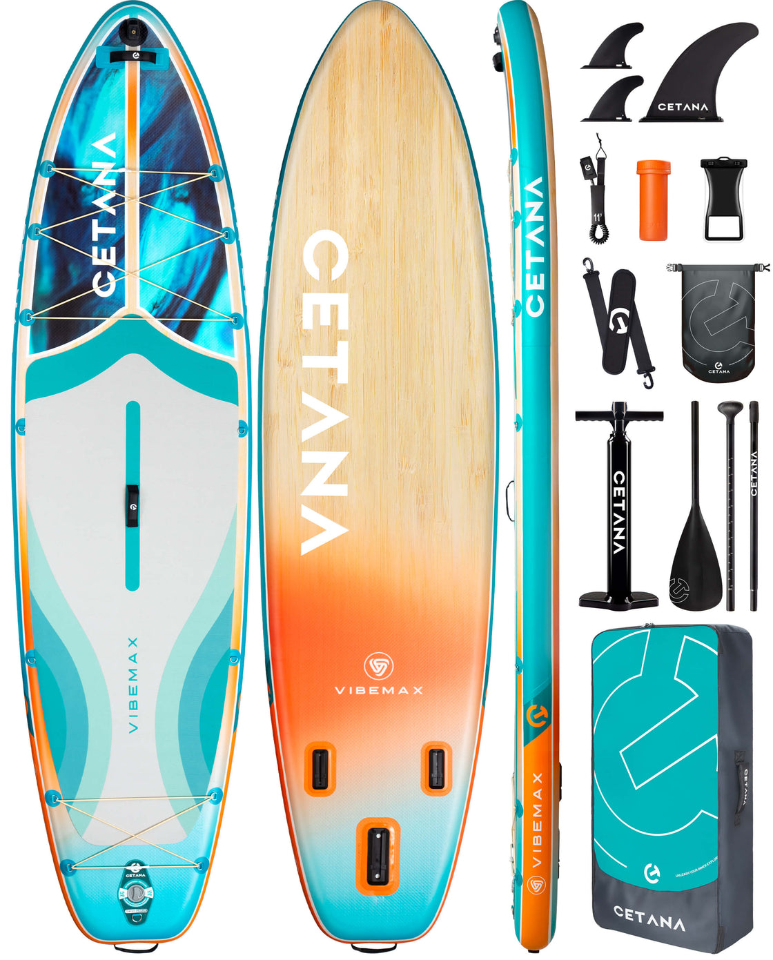 CETANA 11'6"x35" Inflatable Paddle Board – Extra Wide SUP for Beginners & Family