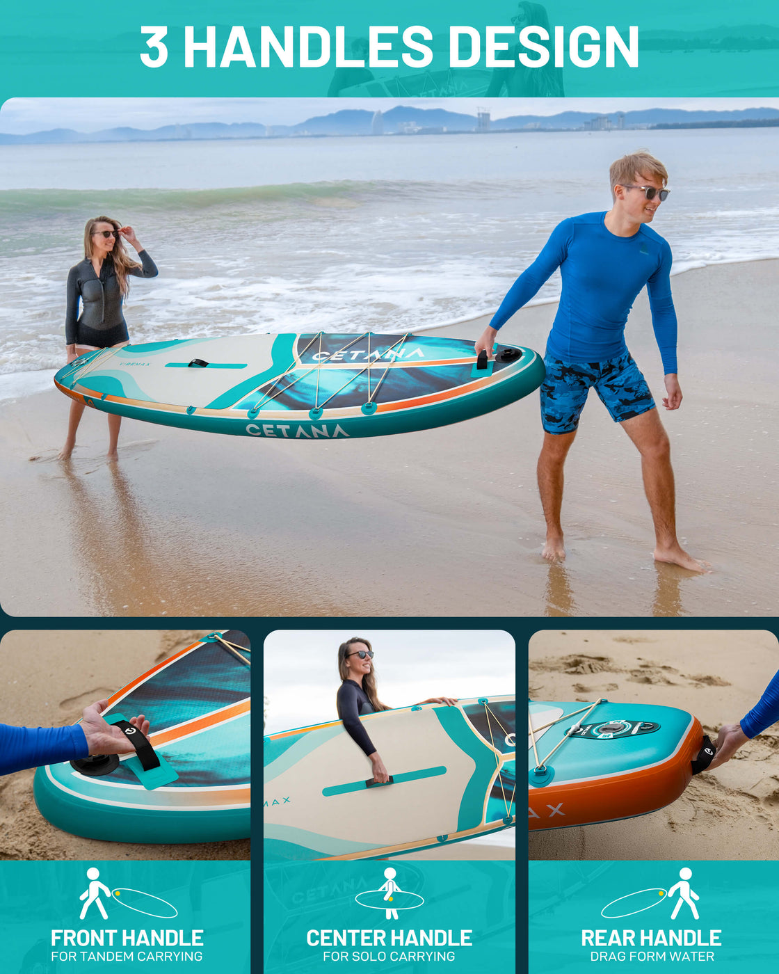 CETANA 11'6"x35" Inflatable Paddle Board – Extra Wide SUP for Beginners & Family