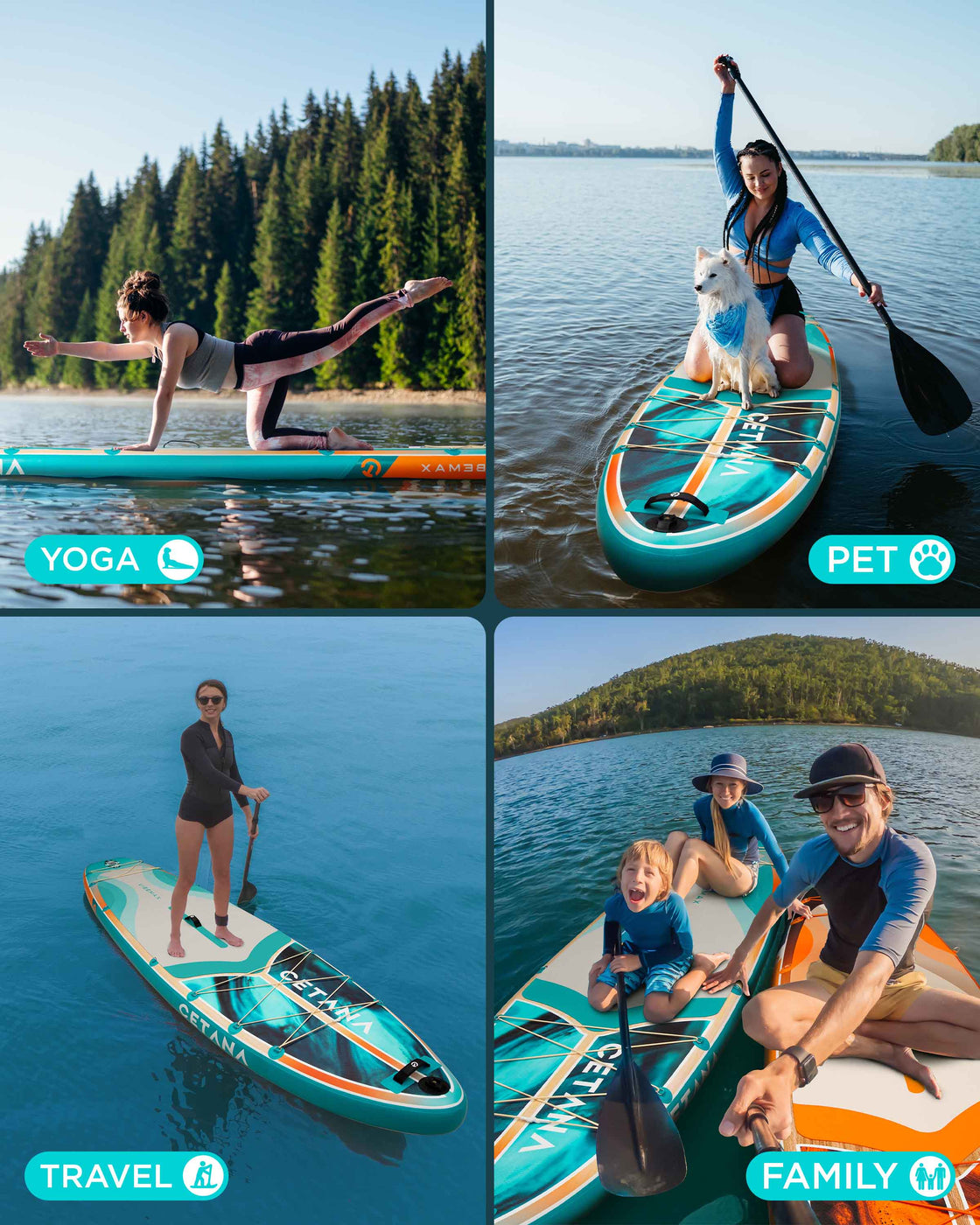 CETANA 11'6"x35" Inflatable Paddle Board – Extra Wide SUP for Beginners & Family