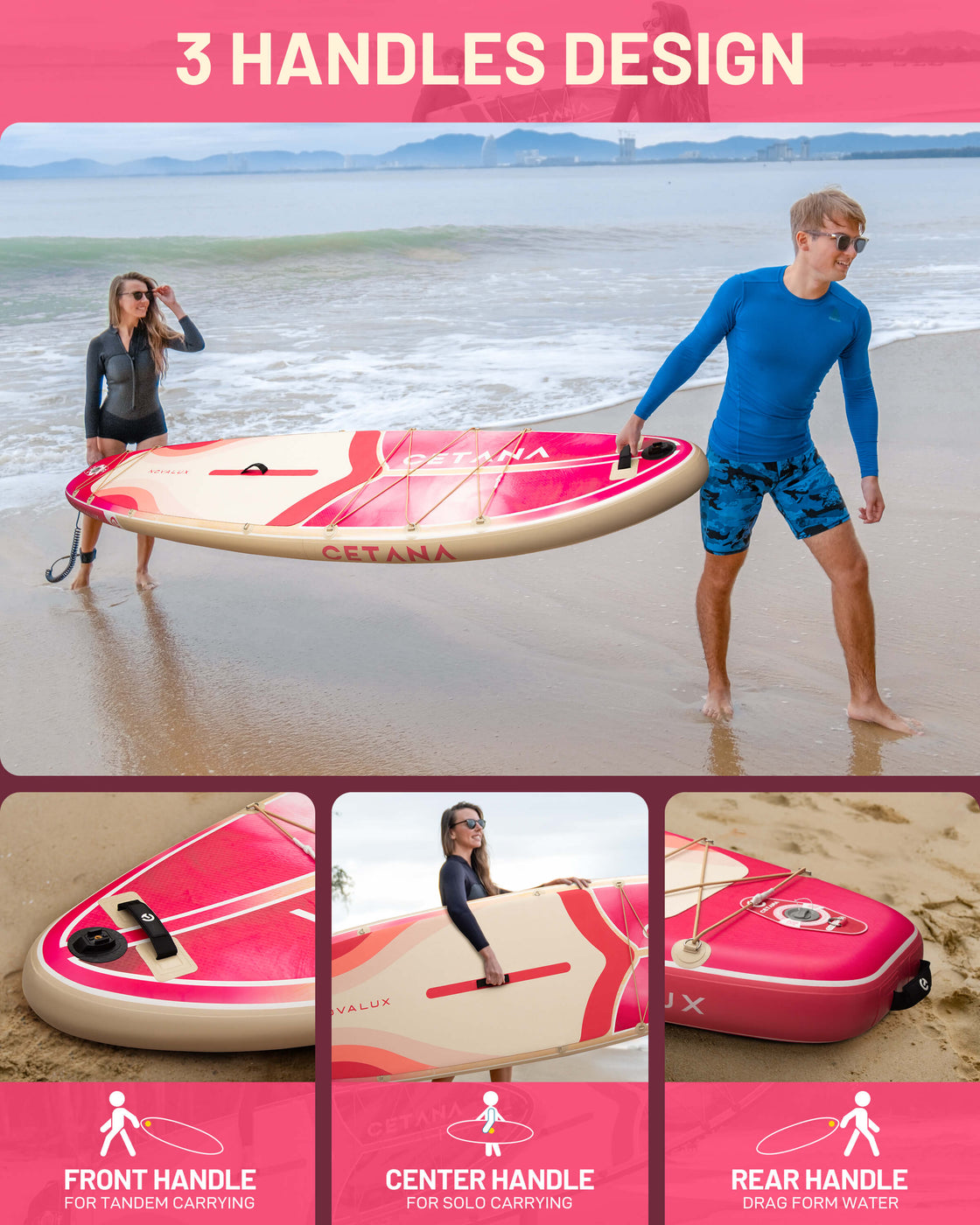 CETANA 11'6"x35" Inflatable Paddle Board – Extra Wide SUP for Beginners & Family