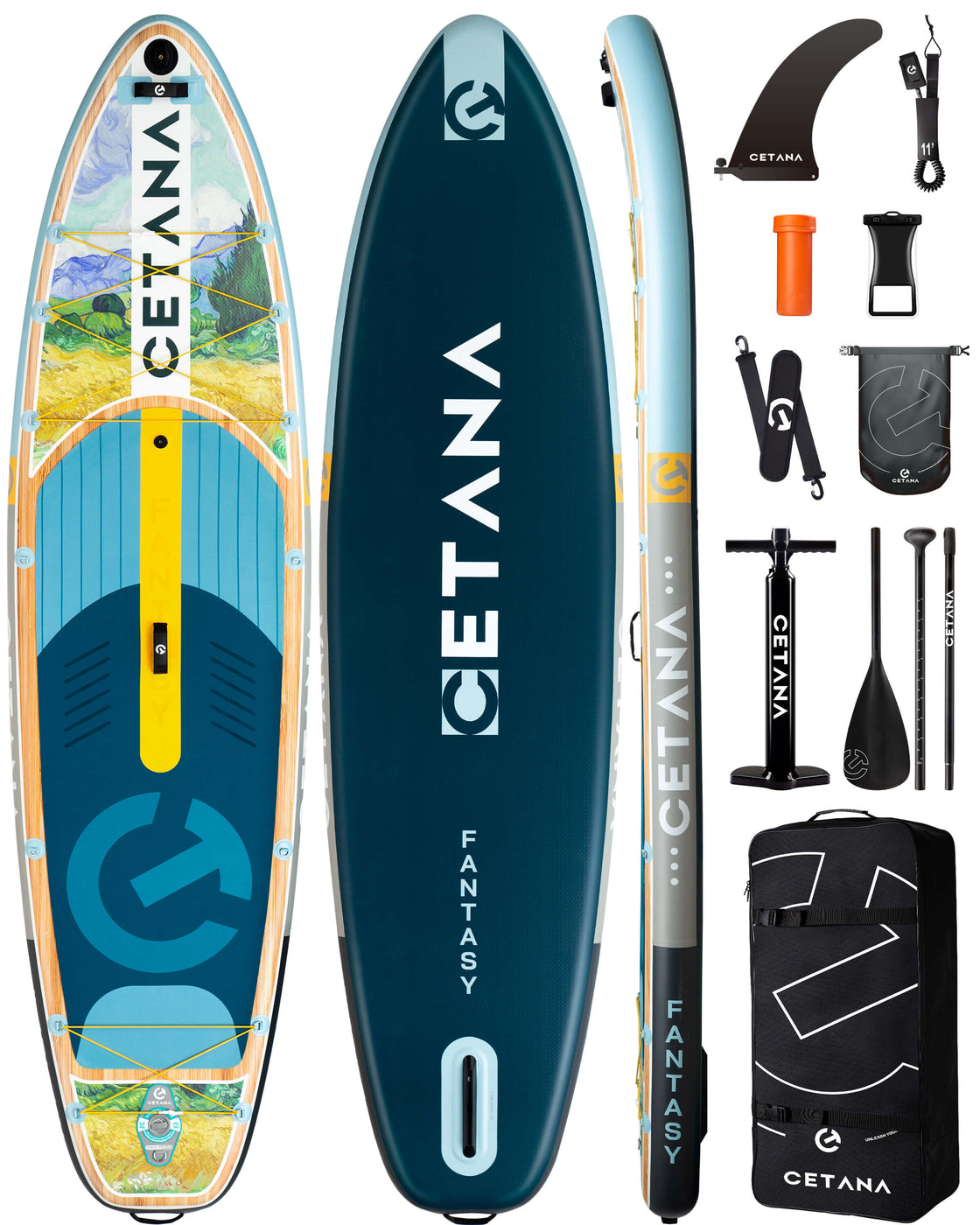 CETANA 11'6"x35" SUP Board Extra Wide inflatable Stand Up Paddle Board for Adults & Youth