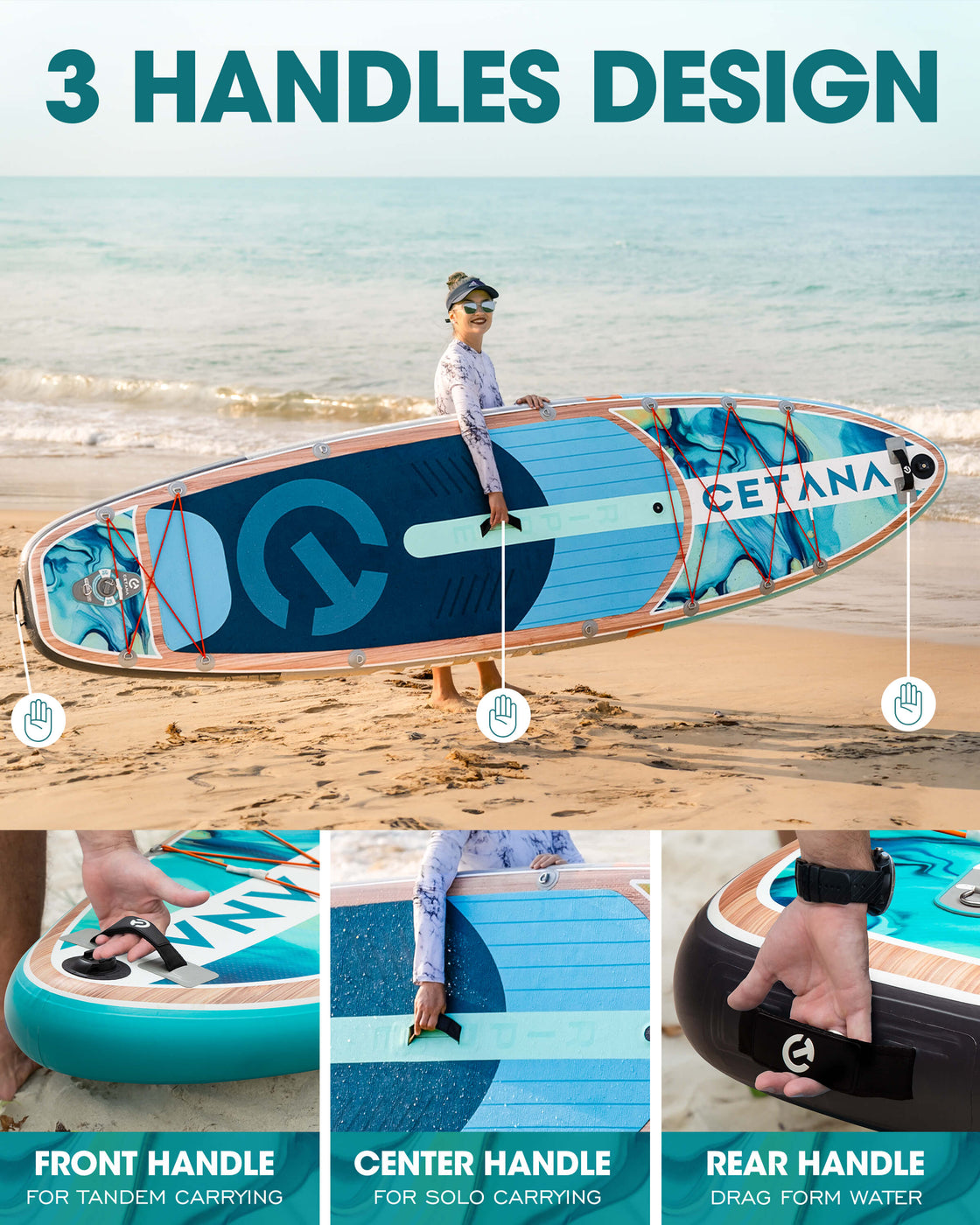 CETANA Inflatable 11'6"×35" SUP Board 400lb Capacity Paddle Board with Safety Leash