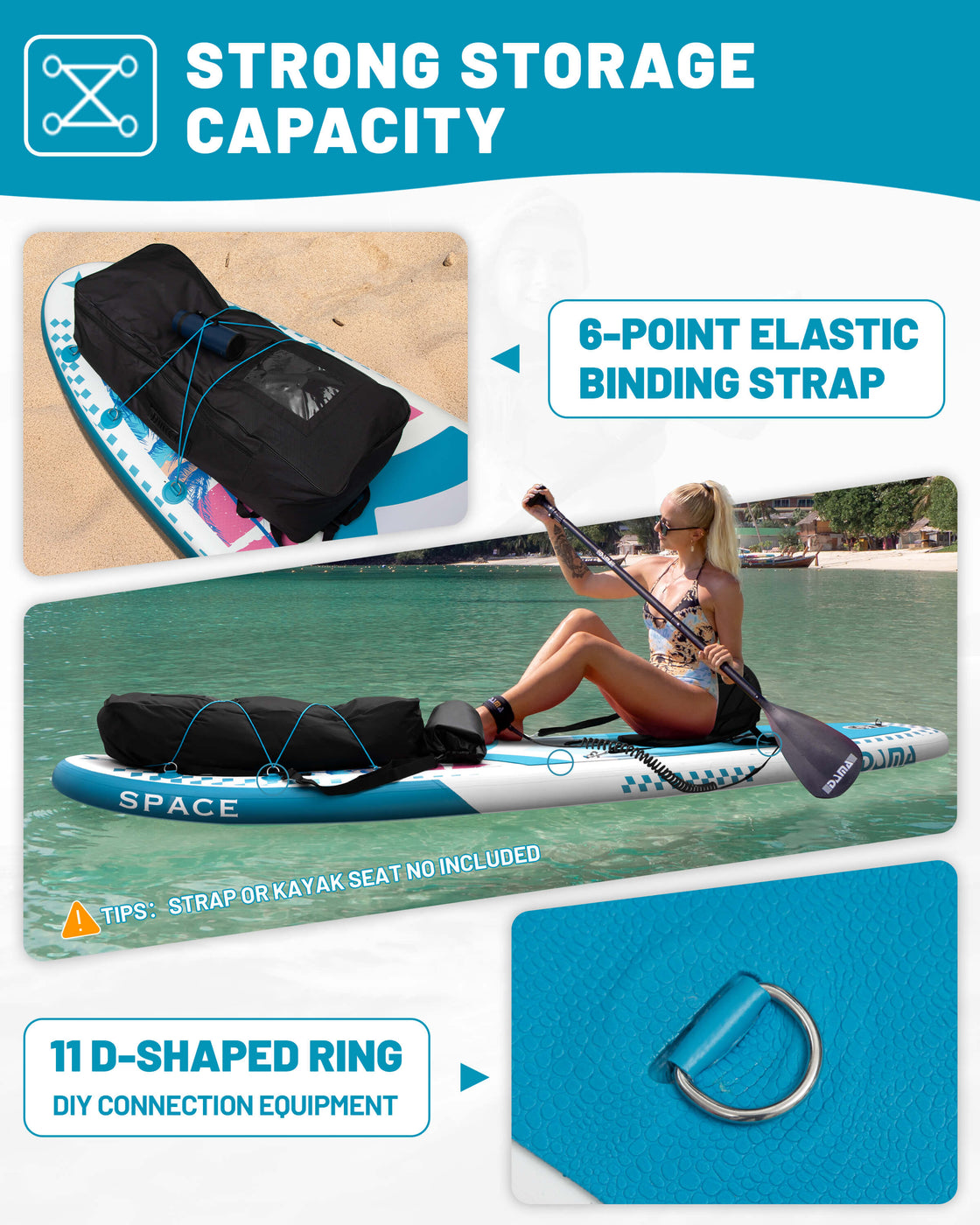 DAMA 11’x34”x6” Inflatable Paddle Board Lightweight Durable SUP for Adults