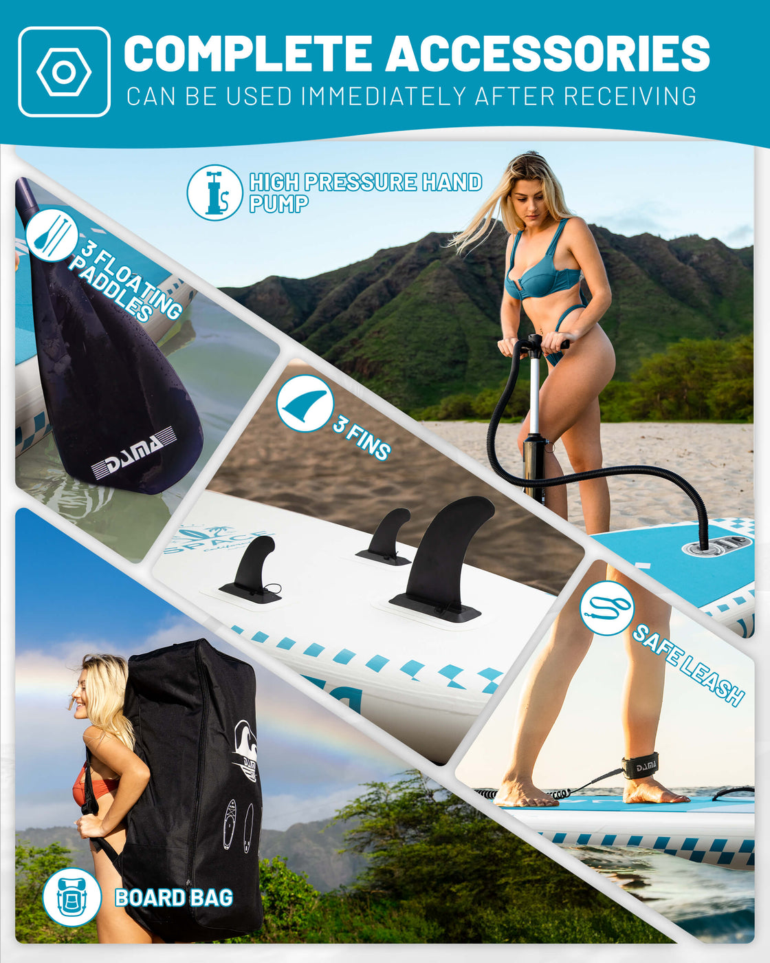 DAMA 11’x34”x6” Inflatable Paddle Board Lightweight Durable SUP for Adults