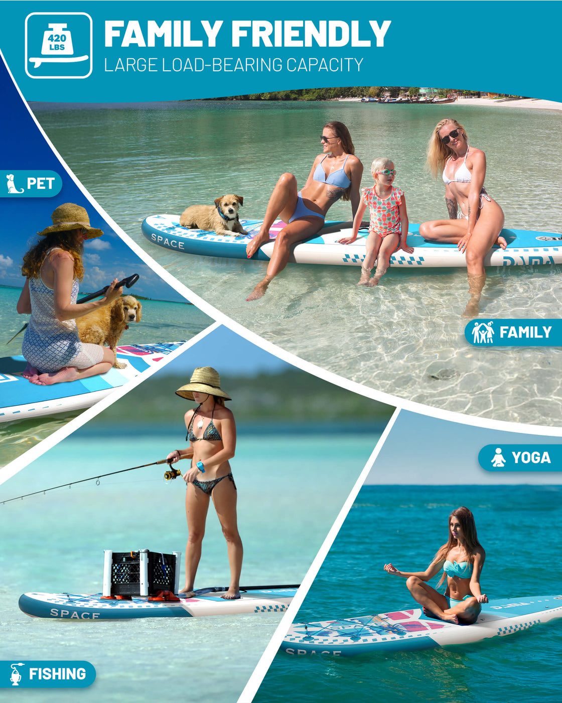 DAMA 11’x34”x6” Inflatable Paddle Board Lightweight Durable SUP for Adults