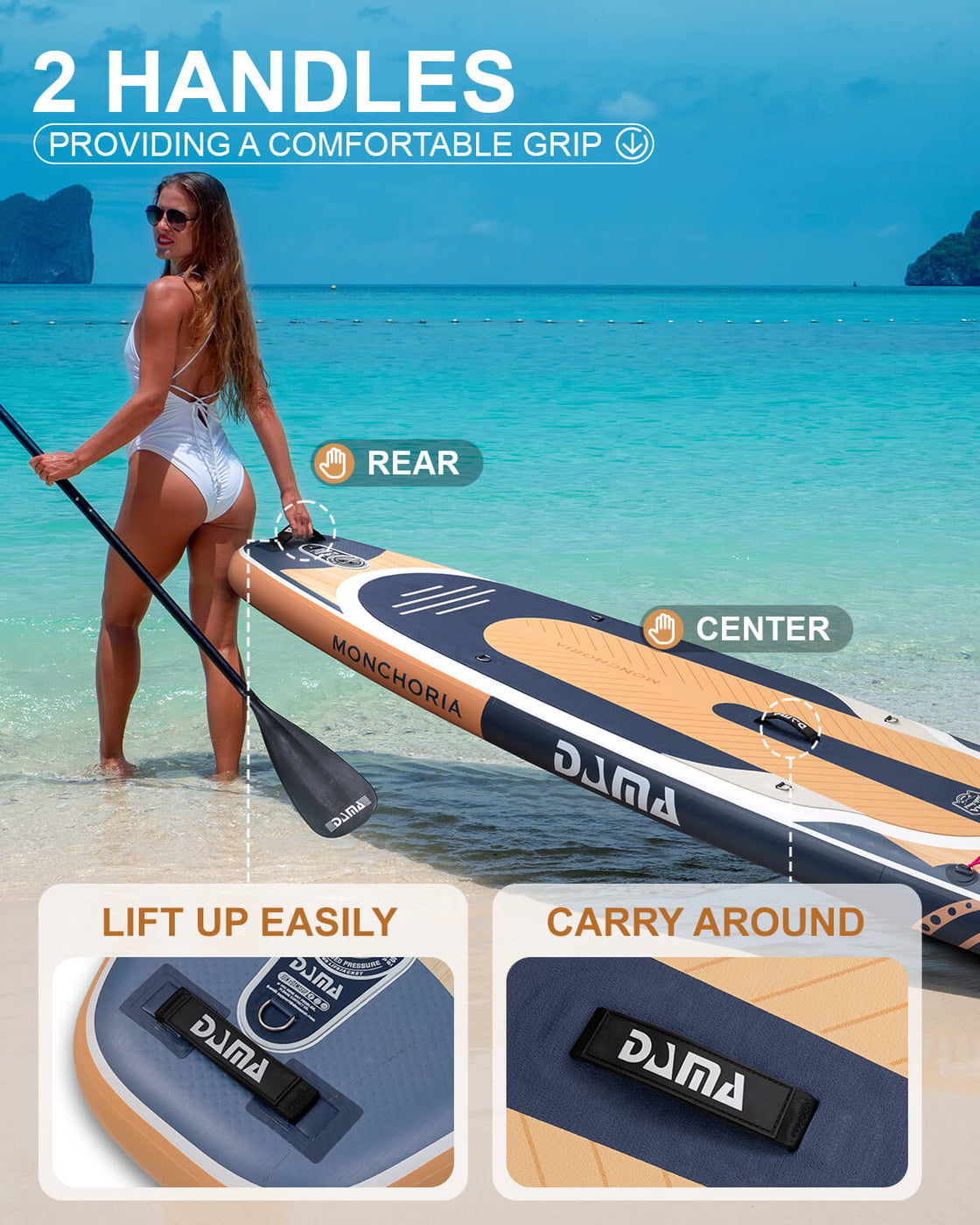 DAMA 11’x34” Non Slip Extra Wide iSUP Set Stand Up Paddle Board for Fishing Surfing