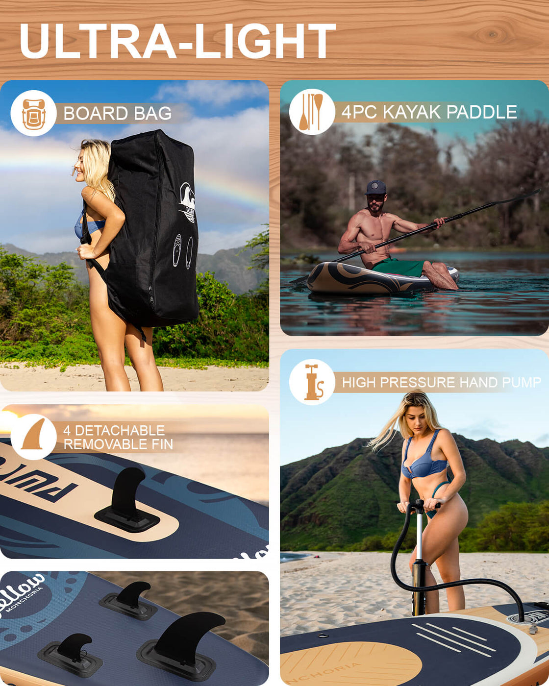 DAMA 11’x34” Non Slip Extra Wide iSUP Set Stand Up Paddle Board for Fishing Surfing