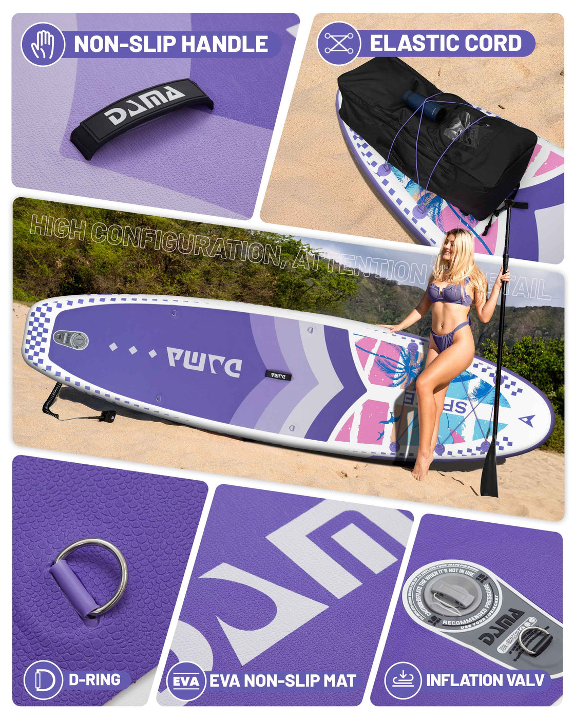 DAMA 11’x34”x6” Inflatable Paddle Board Lightweight Durable SUP for Adults