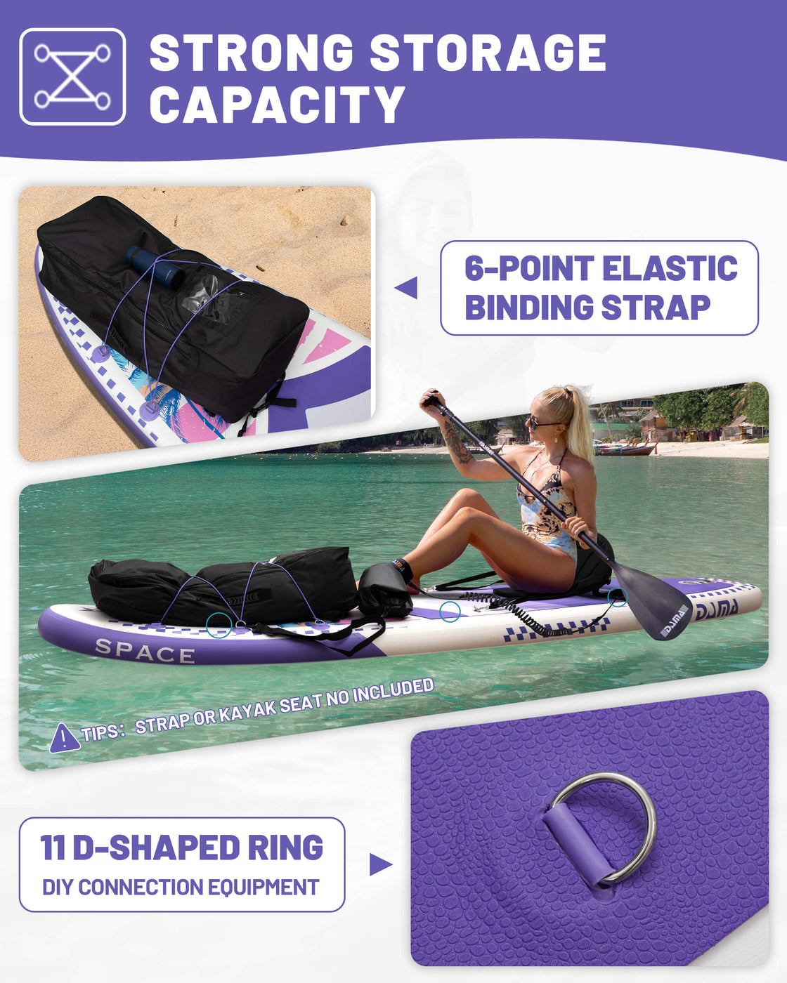 DAMA 11’x34”x6” Inflatable Paddle Board Lightweight Durable SUP for Adults
