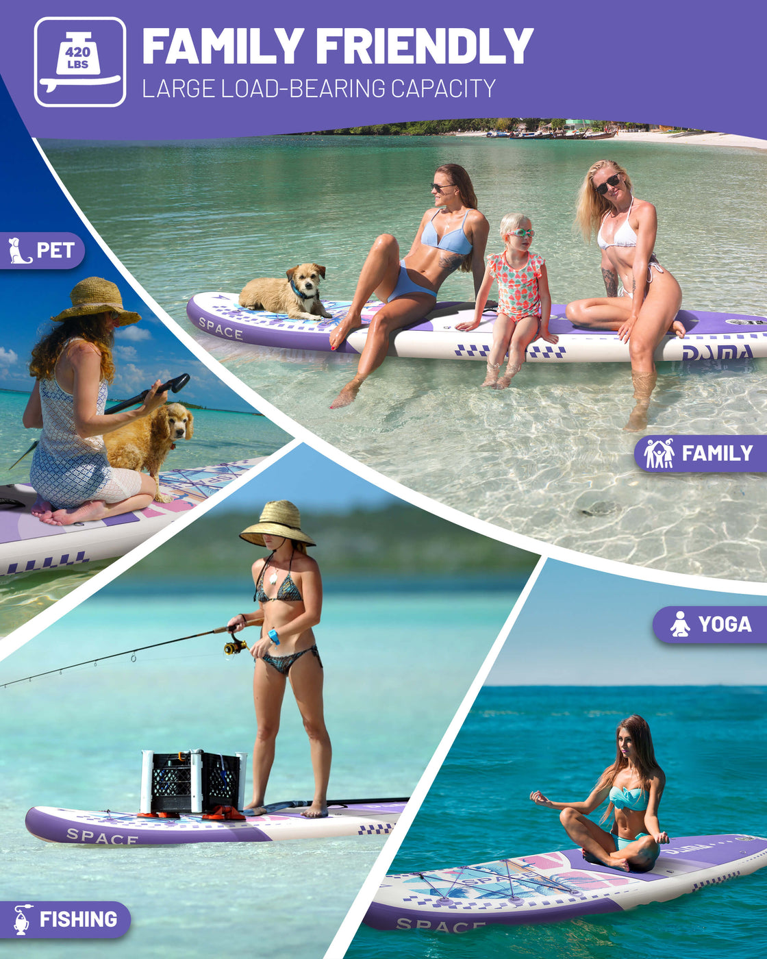 DAMA 11’x34”x6” Inflatable Paddle Board Lightweight Durable SUP for Adults