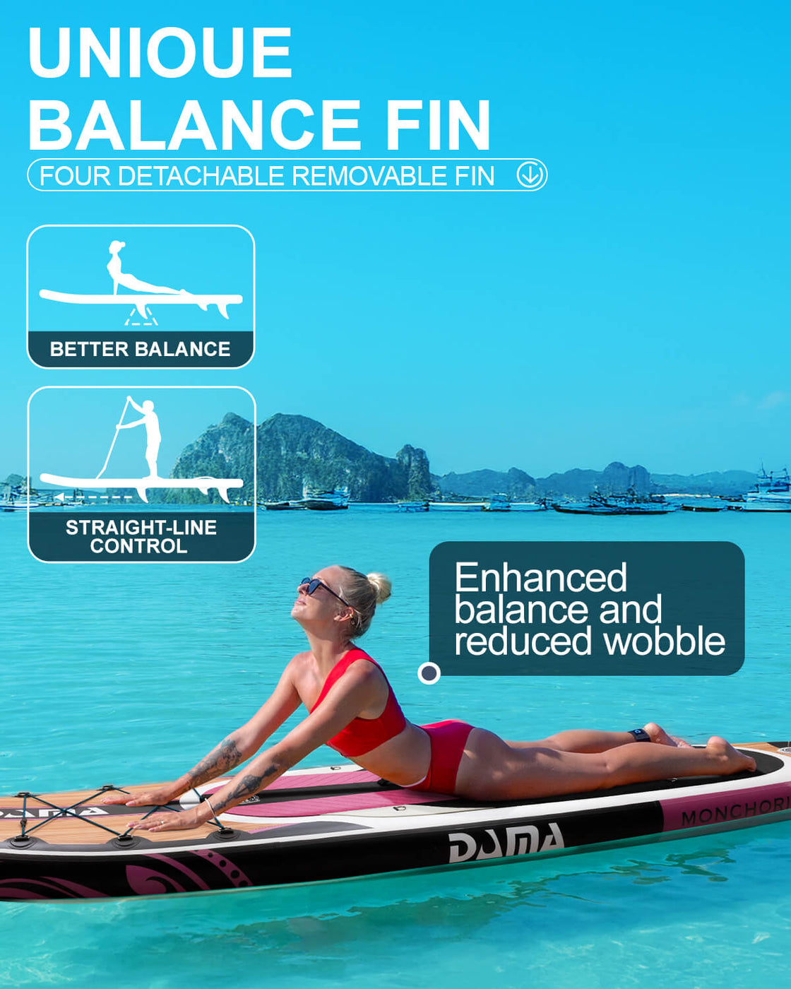 DAMA 11’x34” Non Slip Extra Wide iSUP Set Stand Up Paddle Board for Fishing Surfing