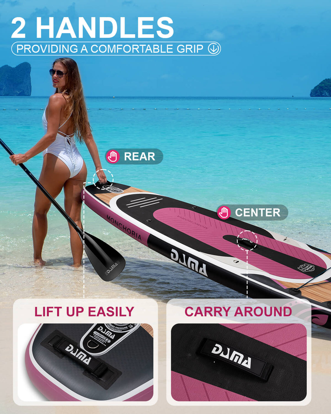 DAMA 11’x34” Non Slip Extra Wide iSUP Set Stand Up Paddle Board for Fishing Surfing