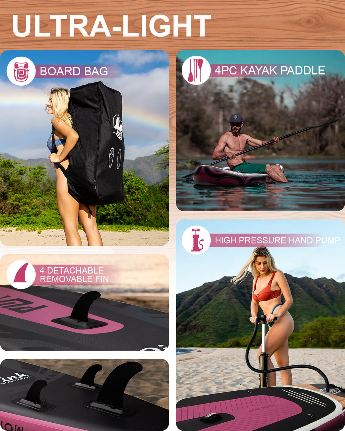 DAMA 11’x34” Non Slip Extra Wide iSUP Set Stand Up Paddle Board for Fishing Surfing