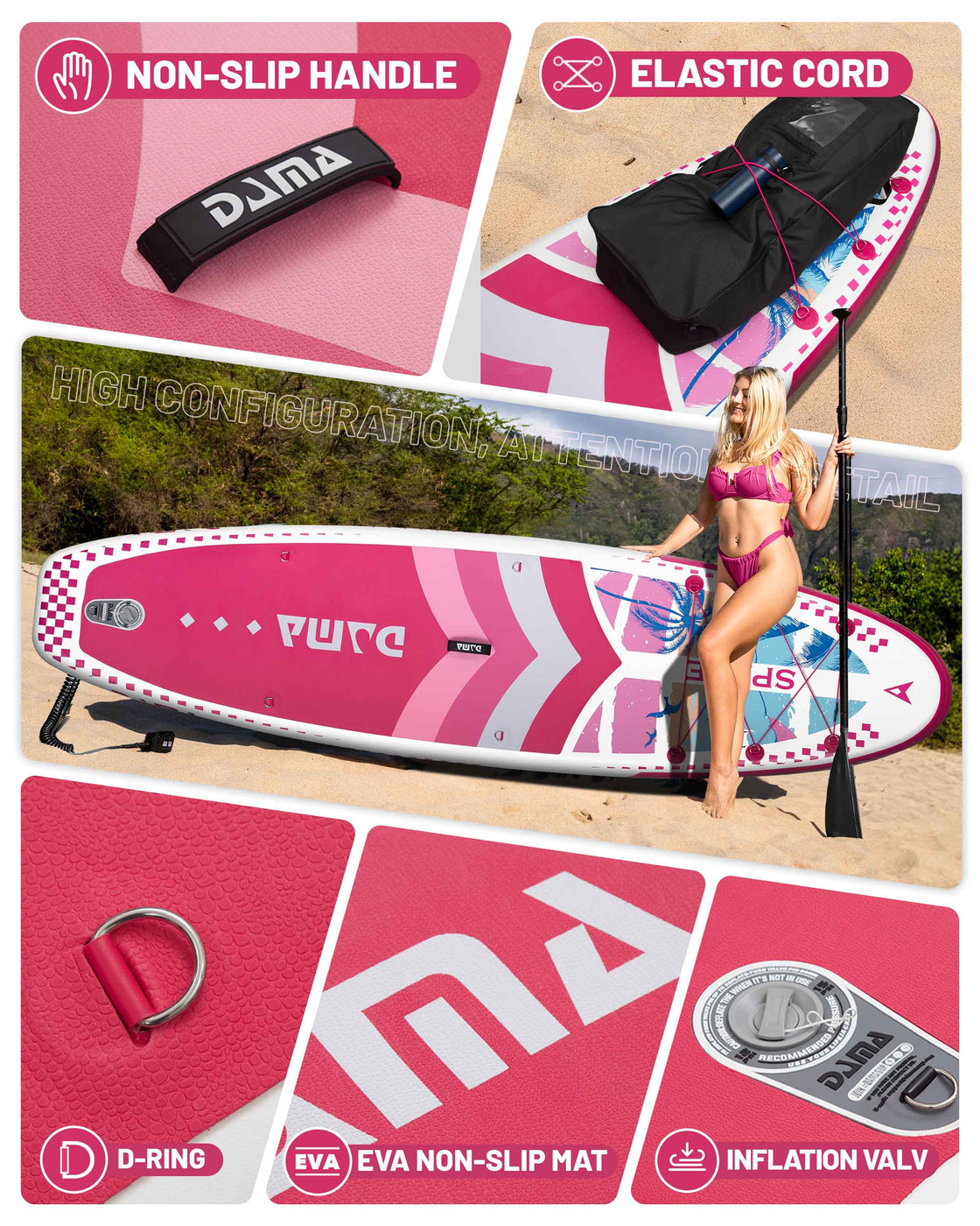 DAMA 11’x34”x6” Inflatable Paddle Board Lightweight Durable SUP for Adults