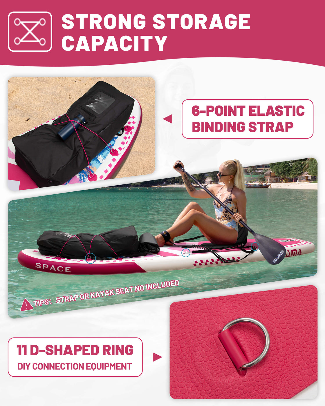 DAMA 11’x34”x6” Inflatable Paddle Board Lightweight Durable SUP for Adults