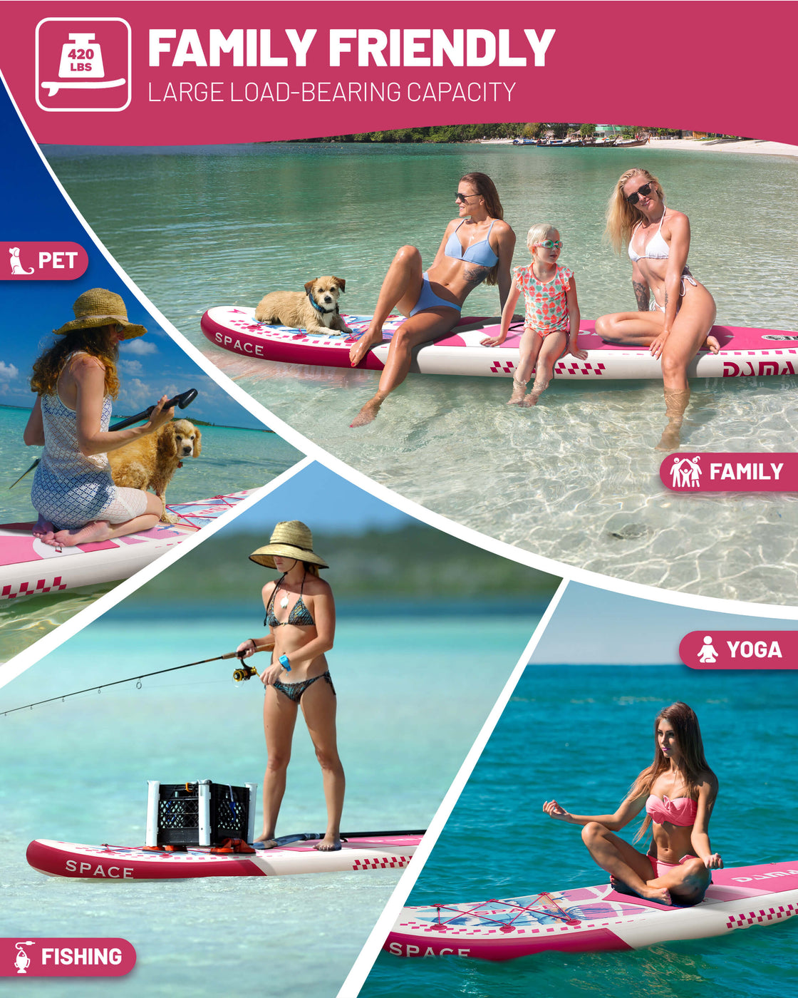 DAMA 11’x34”x6” Inflatable Paddle Board Lightweight Durable SUP for Adults