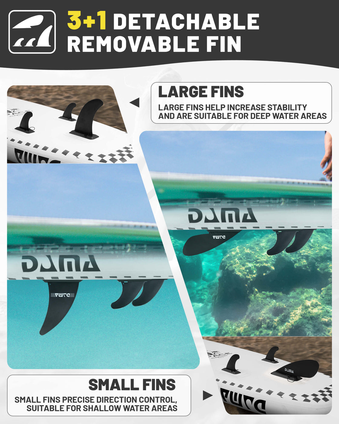 DAMA 11’x34”x6” Inflatable Paddle Board Lightweight Durable SUP for Adults