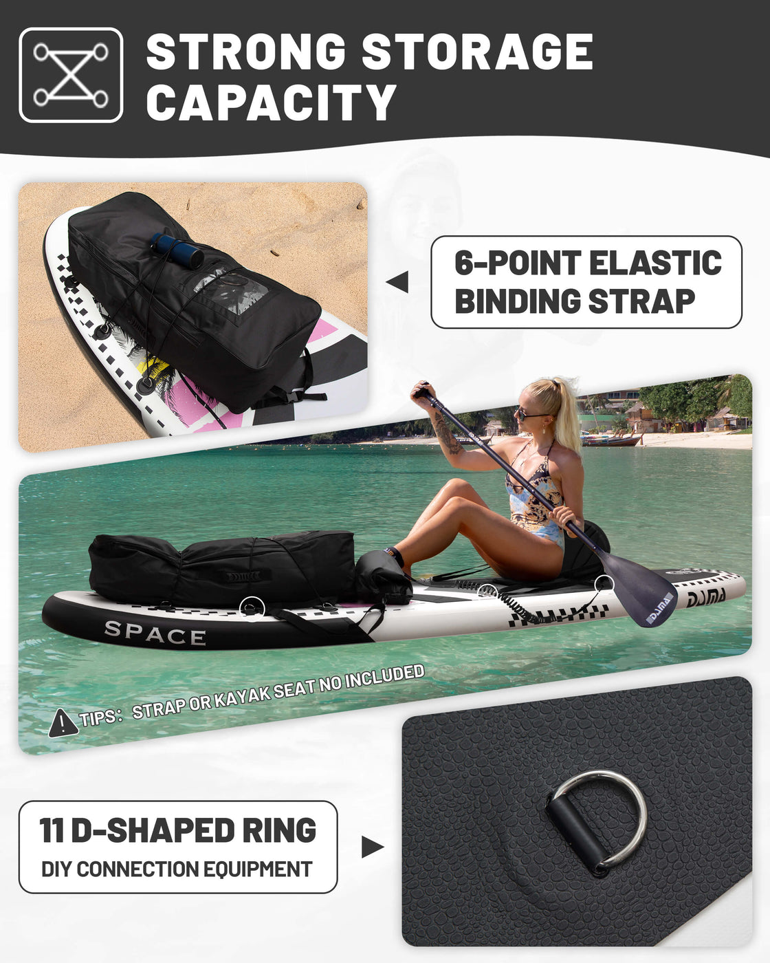 DAMA 11’x34”x6” Inflatable Paddle Board Lightweight Durable SUP for Adults