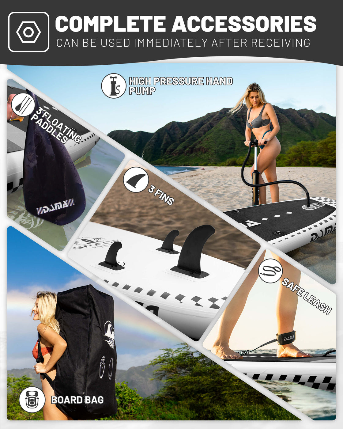 DAMA 11’x34”x6” Inflatable Paddle Board Lightweight Durable SUP for Adults