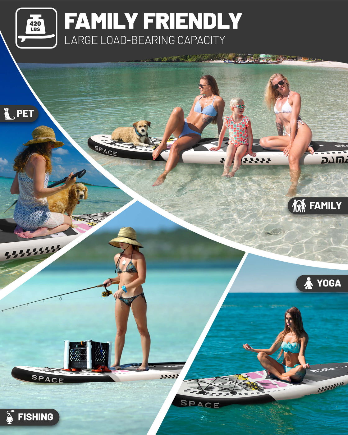 DAMA 11’x34”x6” Inflatable Paddle Board Lightweight Durable SUP for Adults