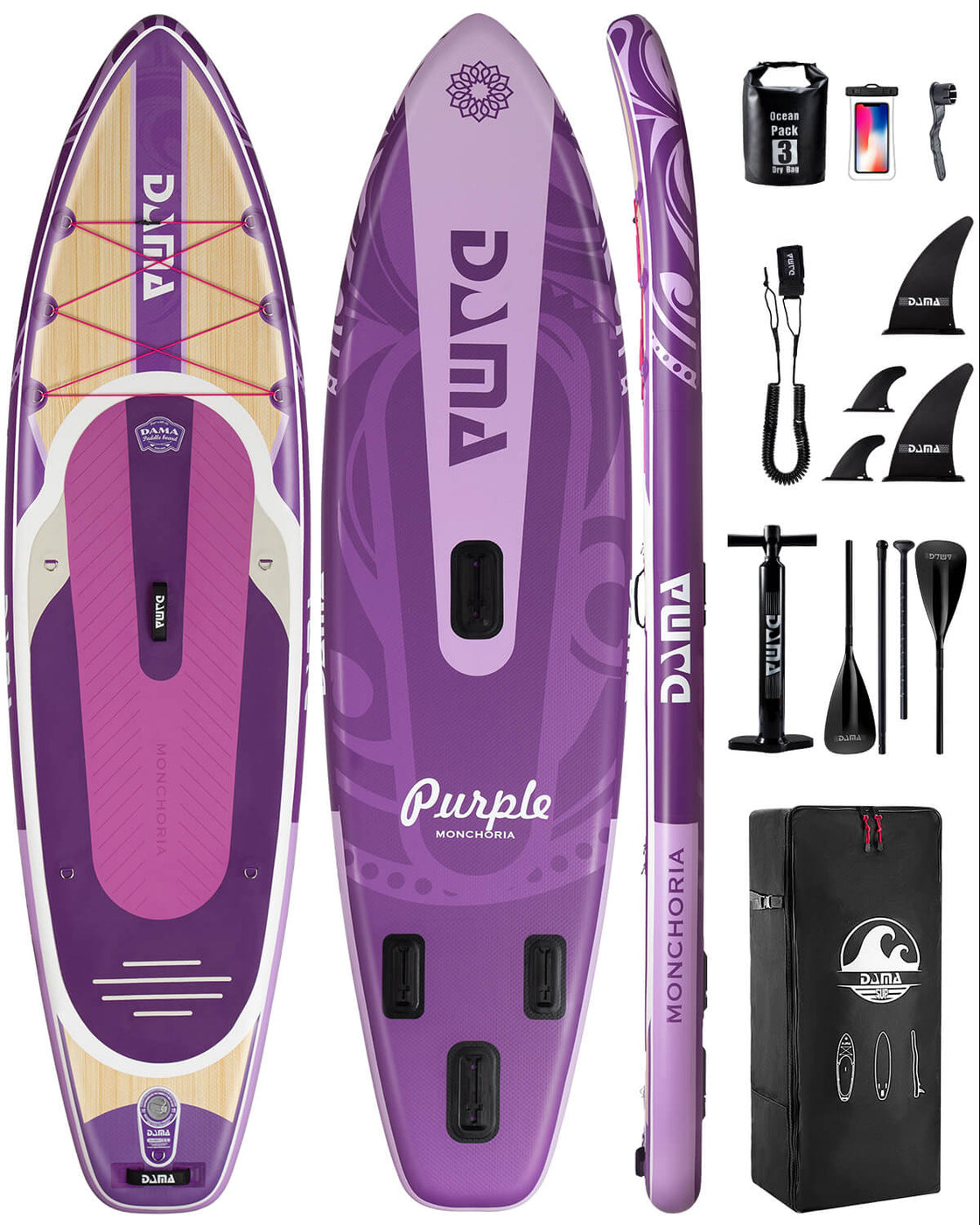DAMA 11’x34” Non Slip Extra Wide iSUP Set Stand Up Paddle Board for Fishing Surfing