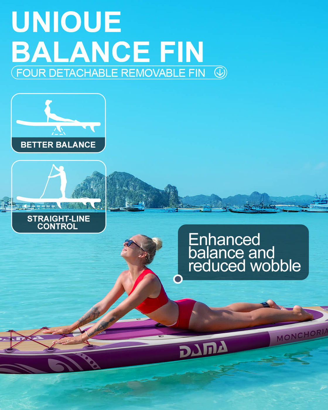 DAMA 11’x34” Non Slip Extra Wide iSUP Set Stand Up Paddle Board for Fishing Surfing