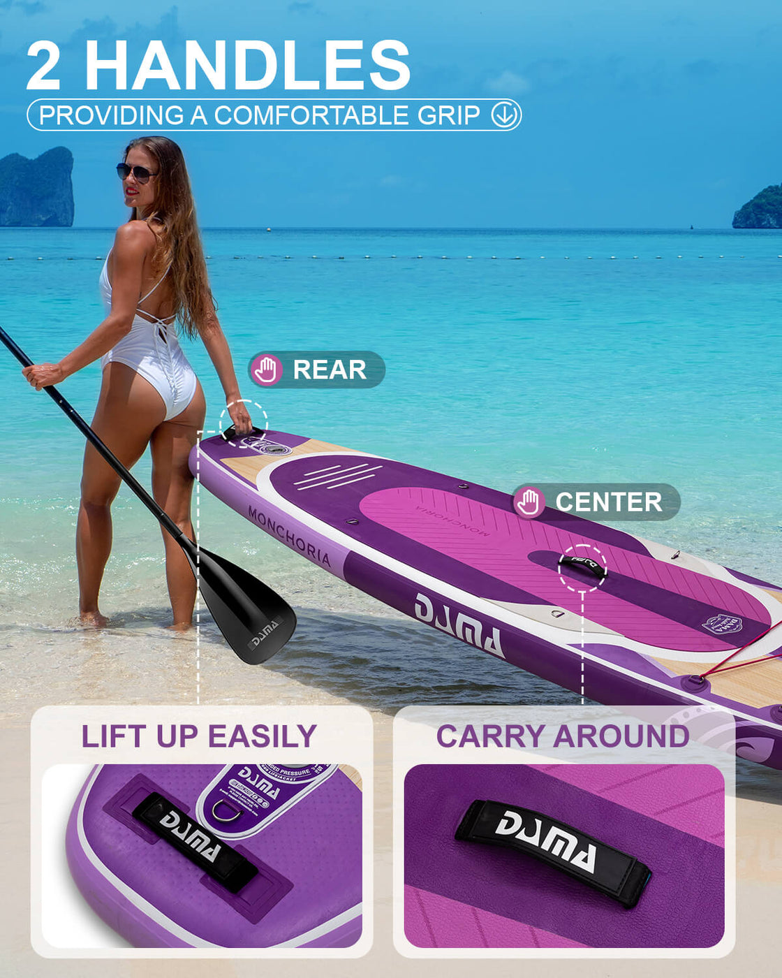 DAMA 11’x34” Non Slip Extra Wide iSUP Set Stand Up Paddle Board for Fishing Surfing