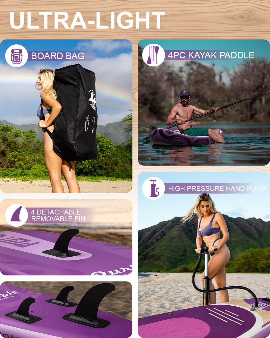DAMA 11’x34” Non Slip Extra Wide iSUP Set Stand Up Paddle Board for Fishing Surfing