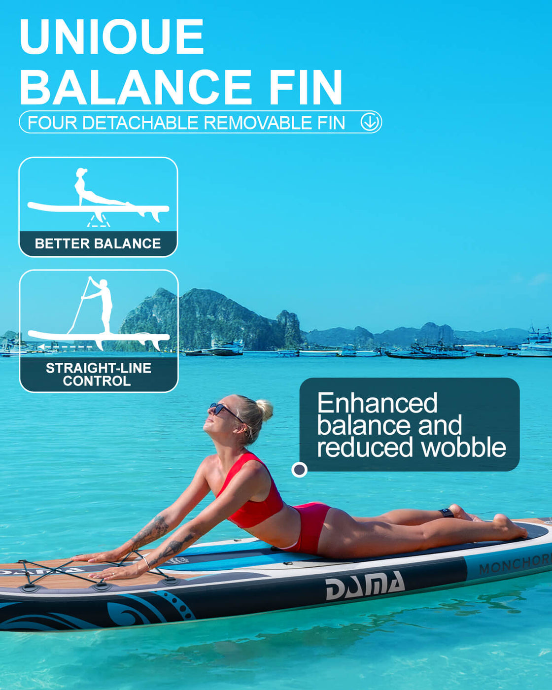 DAMA 11’x34” Non Slip Extra Wide iSUP Set Stand Up Paddle Board for Fishing Surfing