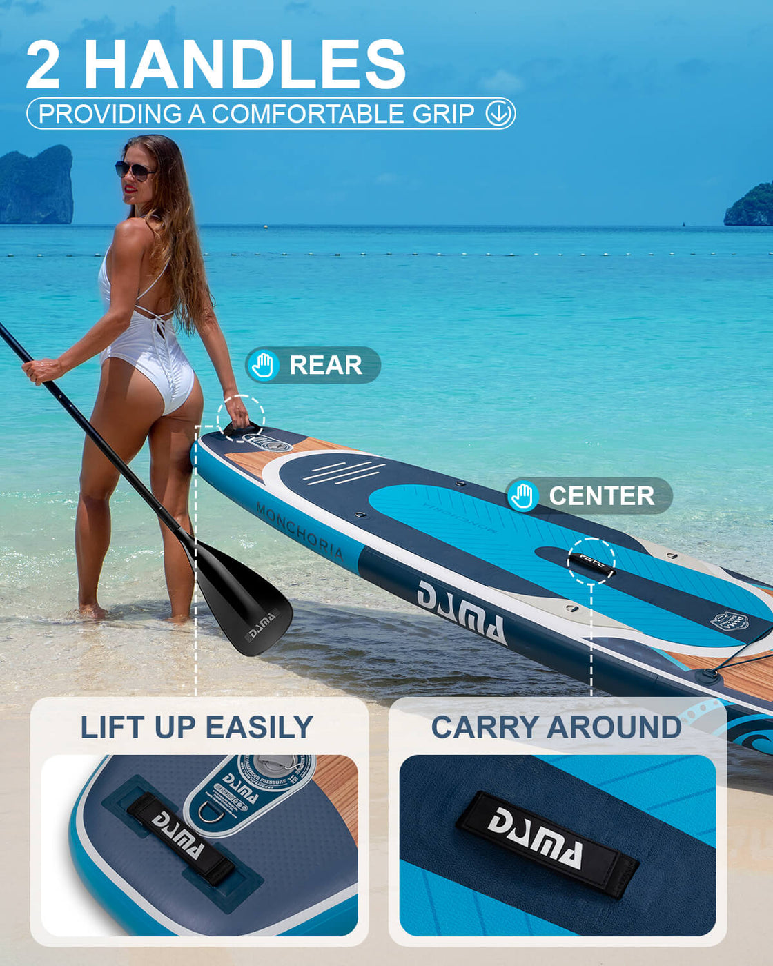 DAMA 11’x34” Non Slip Extra Wide iSUP Set Stand Up Paddle Board for Fishing Surfing