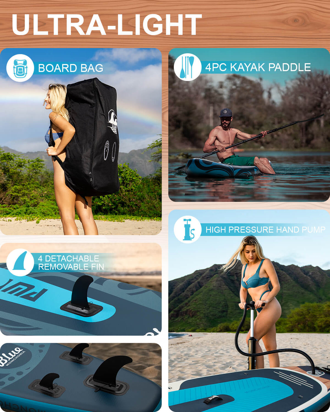 DAMA 11’x34” Non Slip Extra Wide iSUP Set Stand Up Paddle Board for Fishing Surfing
