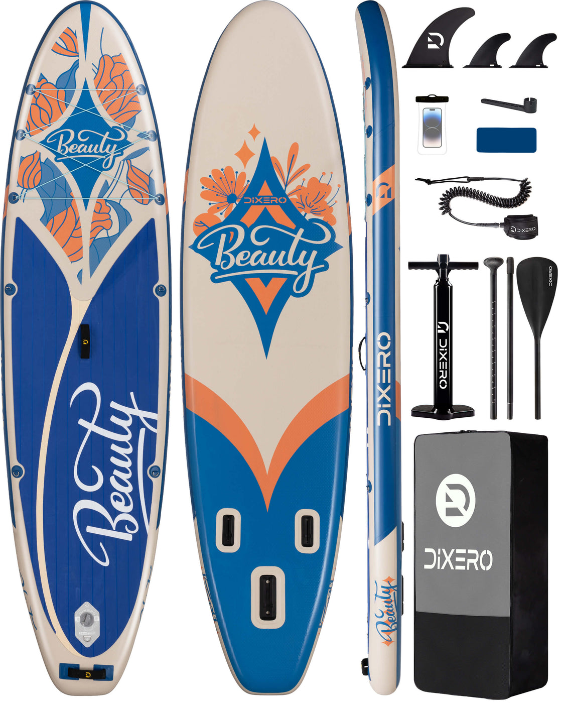 Dixero 11'x33" Inflatable SUP Board – Anti-Slip Paddle Board Set for Adults & Beginners