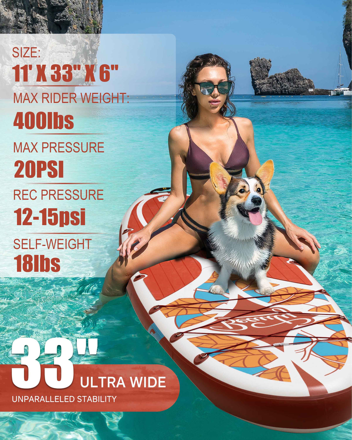 Dixero 11'x33" Inflatable SUP Board – Anti-Slip Paddle Board Set for Adults & Beginners
