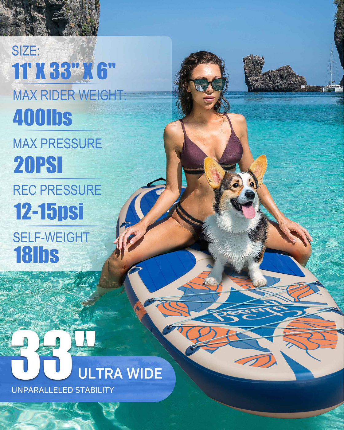 Dixero 11'x33" Inflatable SUP Board – Anti-Slip Paddle Board Set for Adults & Beginners