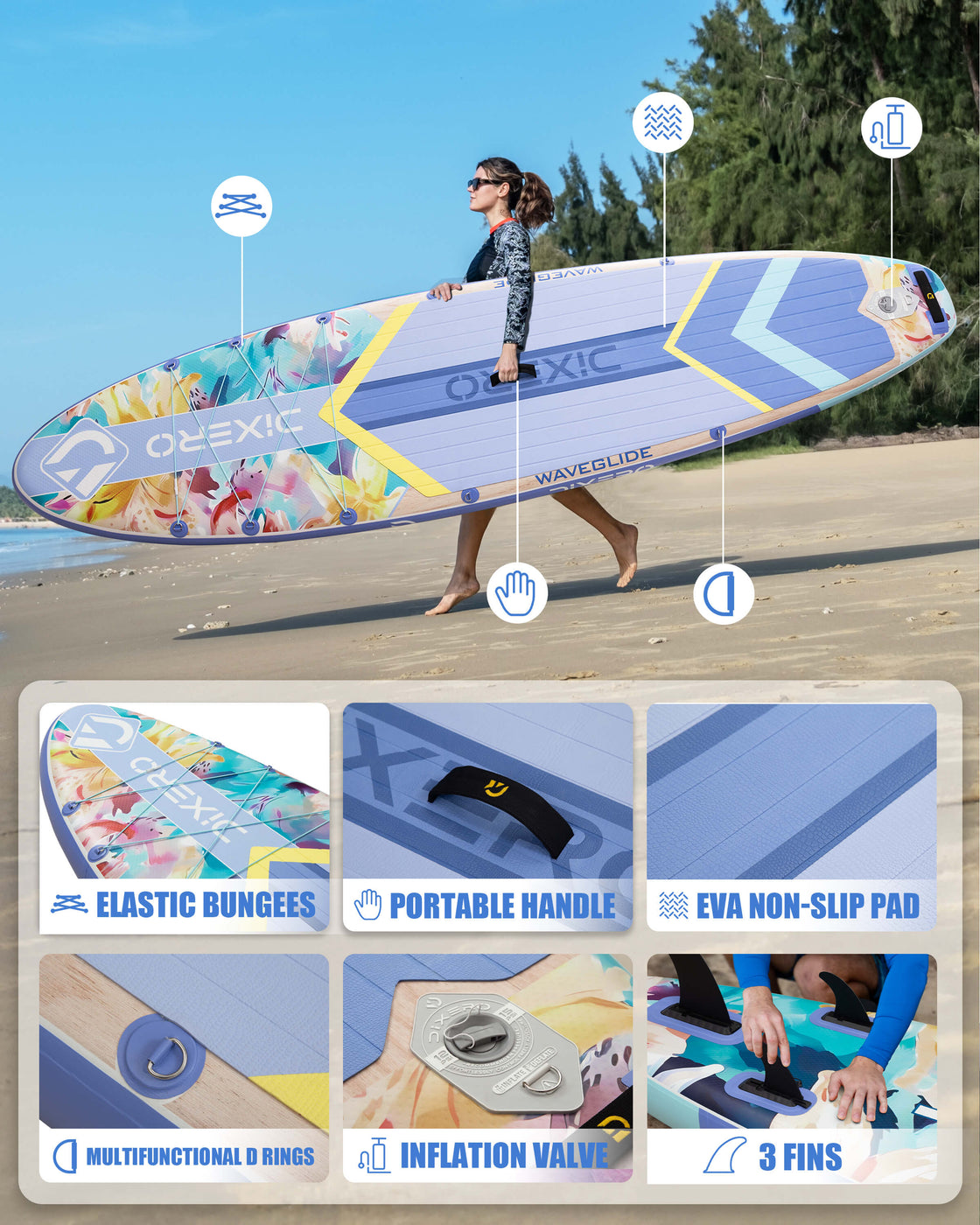 Dixero 11’x33” Inflatable Stand Up Paddle Board with Accessories for Adults & Youth