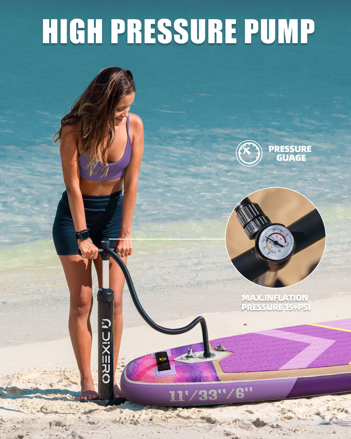 Dixero 11’x33” Inflatable Stand Up Paddle Board with Accessories for Adults & Youth