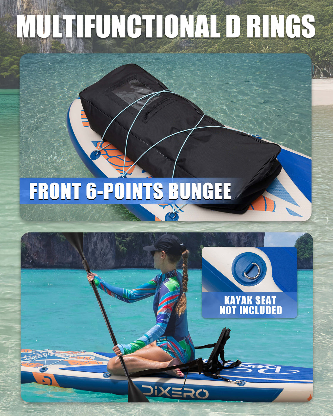 Dixero 11'x33" Inflatable SUP Board – Anti-Slip Paddle Board Set for Adults & Beginners