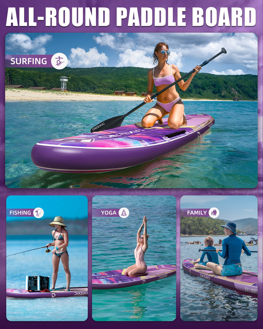 Dixero 11’x33” Inflatable Stand Up Paddle Board with Accessories for Adults & Youth