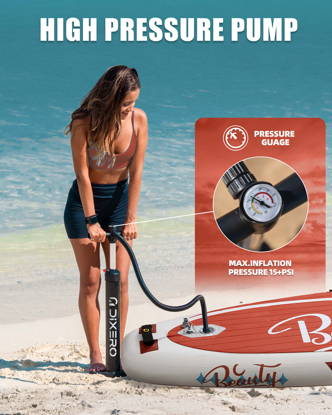 Dixero 11'x33" Inflatable SUP Board – Anti-Slip Paddle Board Set for Adults & Beginners