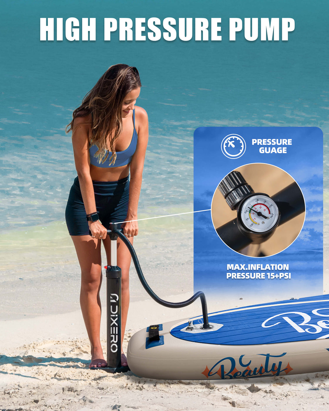 Dixero 11'x33" Inflatable SUP Board – Anti-Slip Paddle Board Set for Adults & Beginners