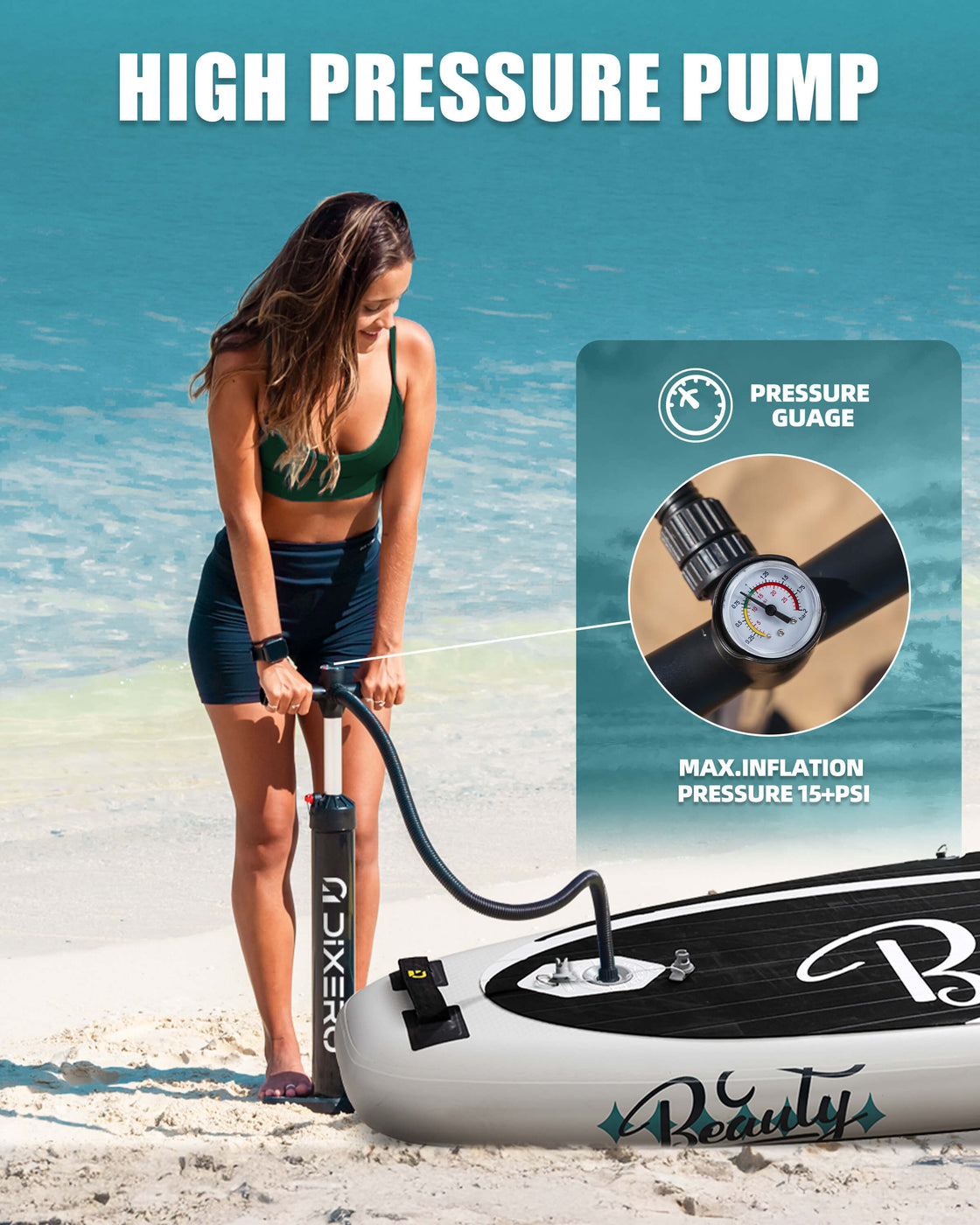 Dixero 11'x33" Inflatable SUP Board – Anti-Slip Paddle Board Set for Adults & Beginners