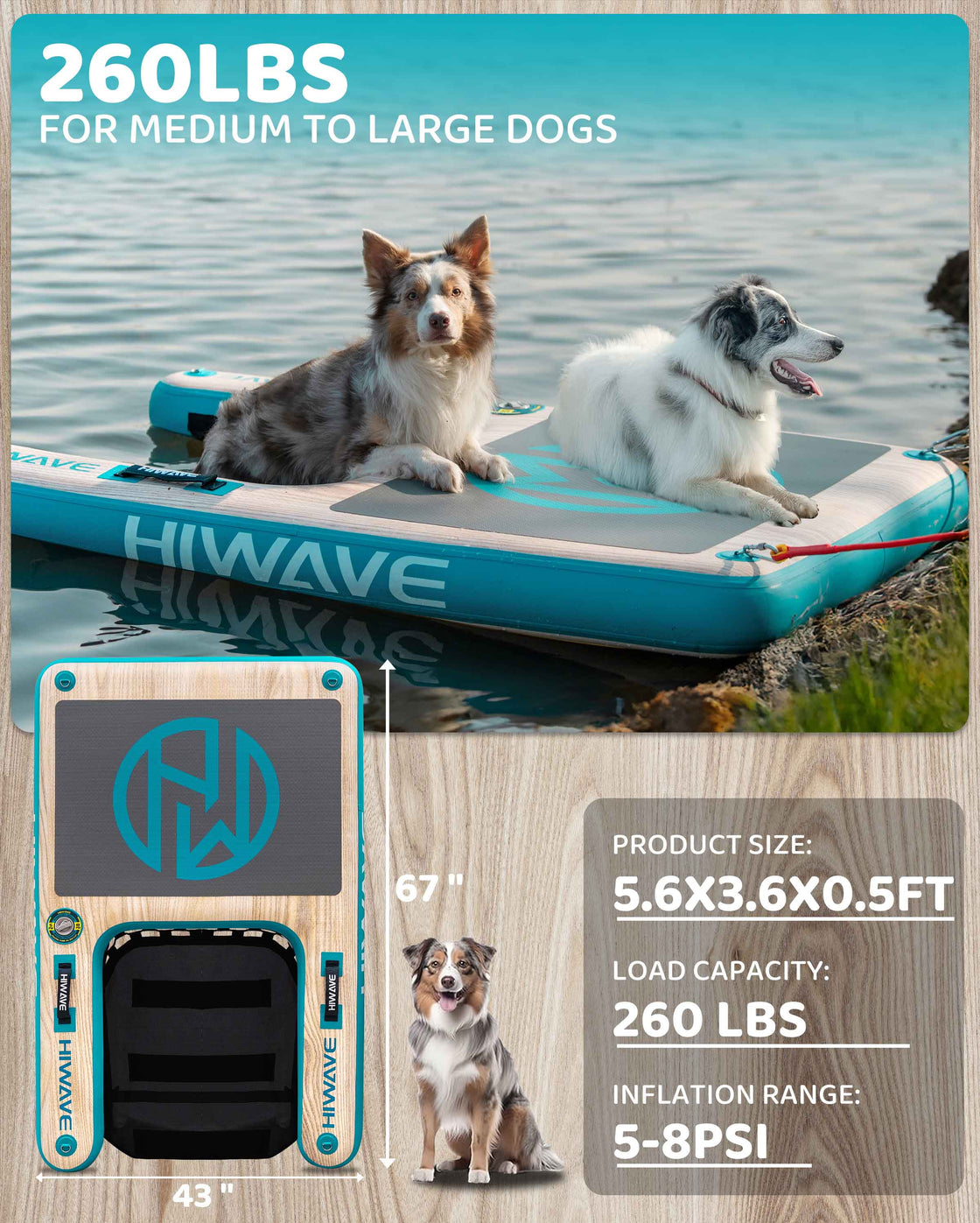 Dog Ramp for Boat Anti-Slip Puncture-Resistant Dog Float for Large, Medium, Small Dogs