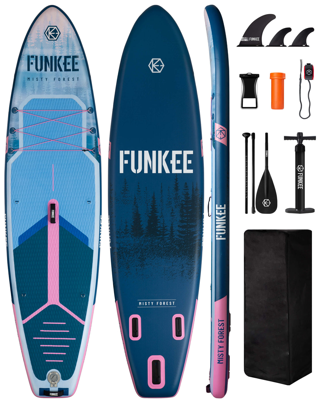 FUNKEE 11’x34” Inflatable SUP Board Set Wide Stable Paddle Board for Adults Youth