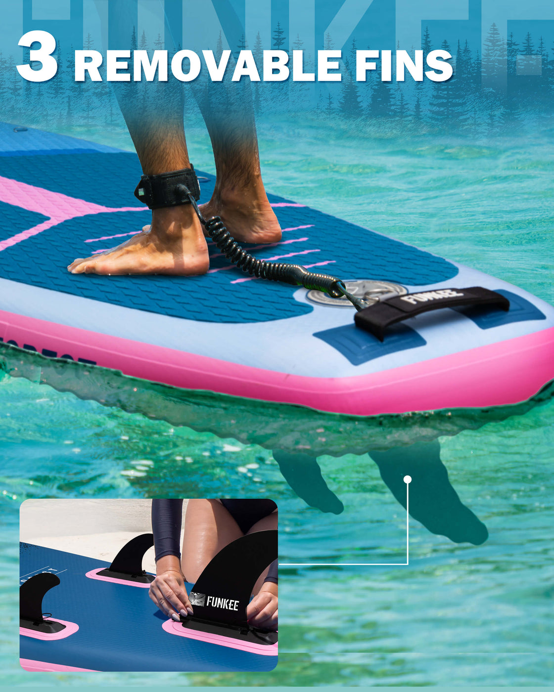 FUNKEE 11’x34” Inflatable SUP Board Set Wide Stable Paddle Board for Adults Youth