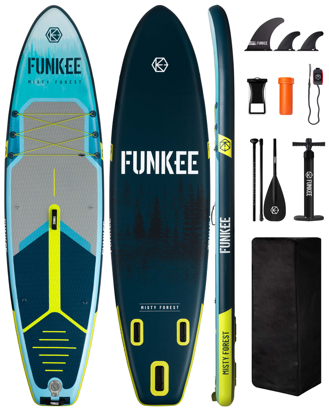 FUNKEE 11’x34” Inflatable SUP Board Set Wide Stable Paddle Board for Adults Youth