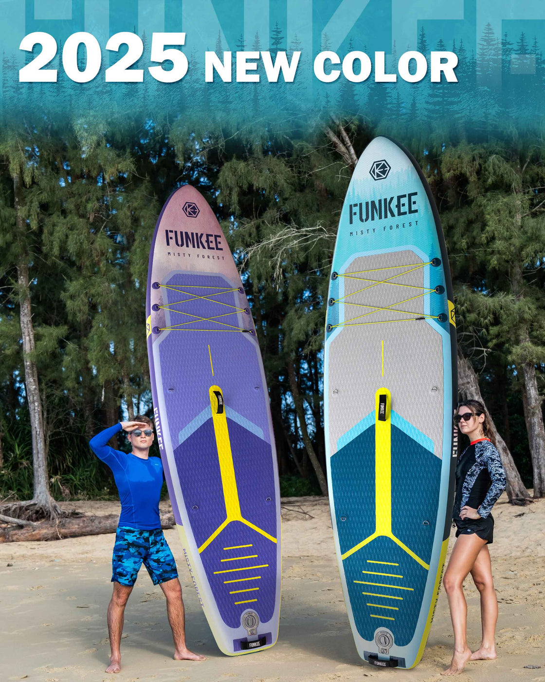 FUNKEE 11’x34” Inflatable SUP Board Set Wide Stable Paddle Board for Adults Youth